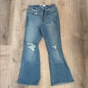 Hollister Curvy Mid-rise Boot Women's Blue Distressed Jeans